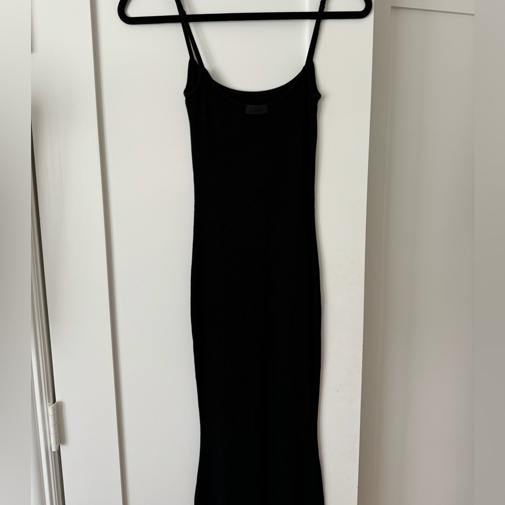 Skims Long Slip Dress in Onyx